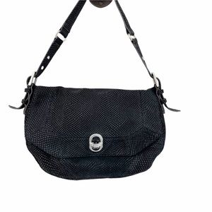 Aimee Kestenberg Rocco Lizard Embossed Leather Shoulder Bag Black Handbag